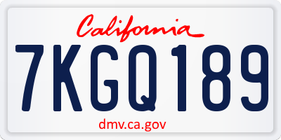 CA license plate 7KGQ189