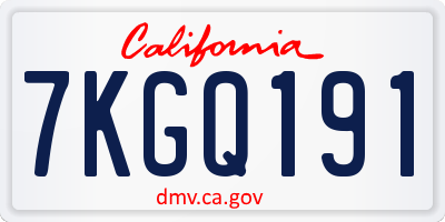 CA license plate 7KGQ191
