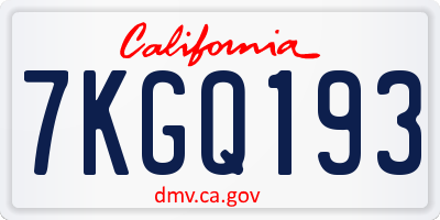 CA license plate 7KGQ193