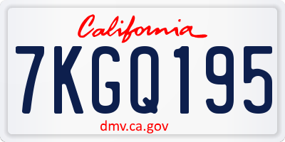CA license plate 7KGQ195