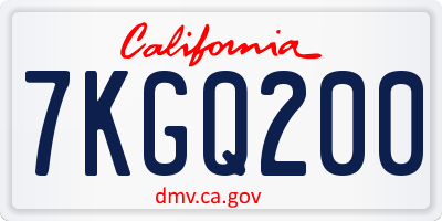 CA license plate 7KGQ200