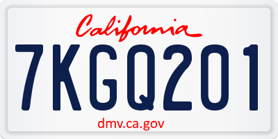 CA license plate 7KGQ201