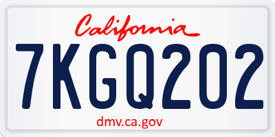 CA license plate 7KGQ202