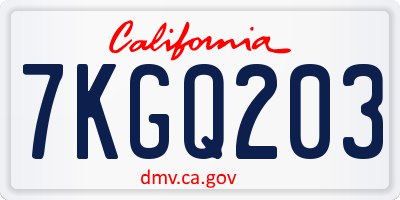 CA license plate 7KGQ203