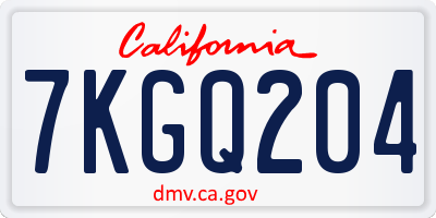 CA license plate 7KGQ204