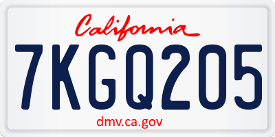 CA license plate 7KGQ205