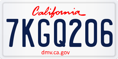 CA license plate 7KGQ206