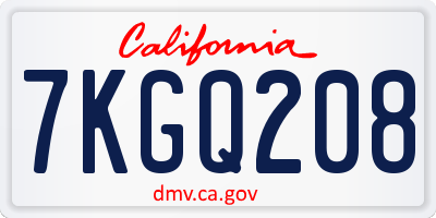 CA license plate 7KGQ208