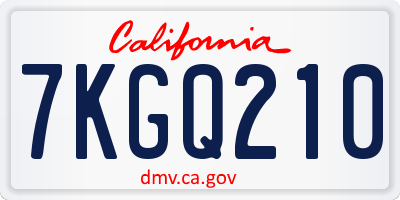 CA license plate 7KGQ210