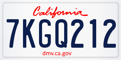 CA license plate 7KGQ212