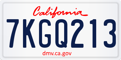 CA license plate 7KGQ213