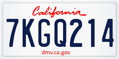 CA license plate 7KGQ214