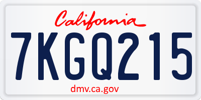 CA license plate 7KGQ215