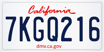 CA license plate 7KGQ216