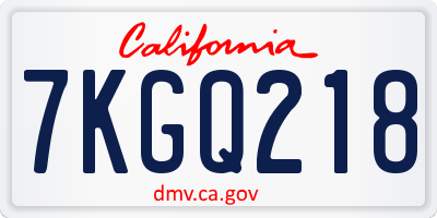 CA license plate 7KGQ218