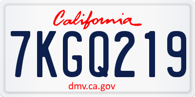 CA license plate 7KGQ219