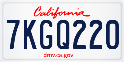 CA license plate 7KGQ220