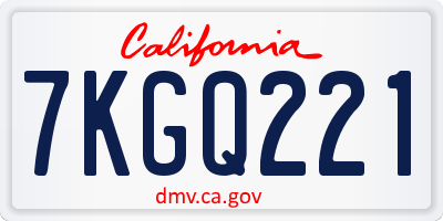 CA license plate 7KGQ221