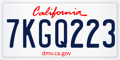 CA license plate 7KGQ223