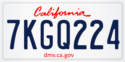 CA license plate 7KGQ224