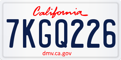 CA license plate 7KGQ226