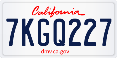CA license plate 7KGQ227