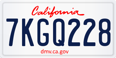 CA license plate 7KGQ228