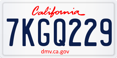 CA license plate 7KGQ229