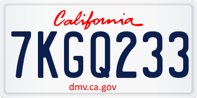 CA license plate 7KGQ233