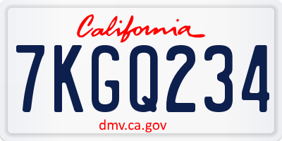 CA license plate 7KGQ234