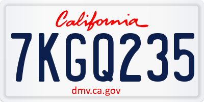 CA license plate 7KGQ235