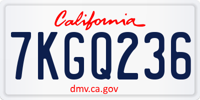 CA license plate 7KGQ236