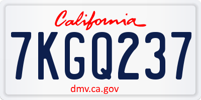 CA license plate 7KGQ237