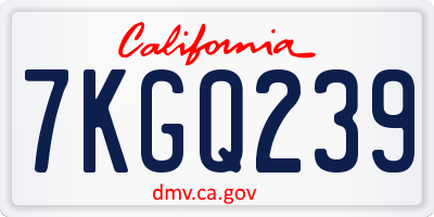 CA license plate 7KGQ239