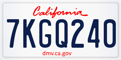 CA license plate 7KGQ240
