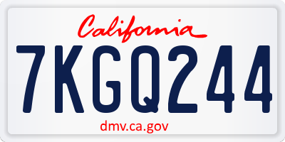 CA license plate 7KGQ244
