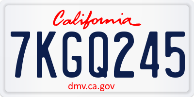 CA license plate 7KGQ245
