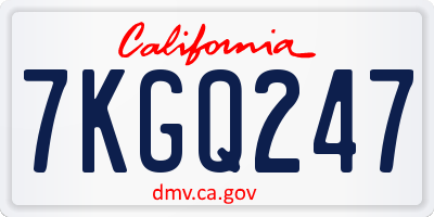 CA license plate 7KGQ247