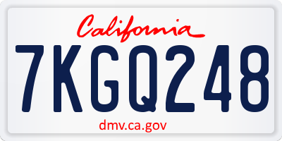 CA license plate 7KGQ248