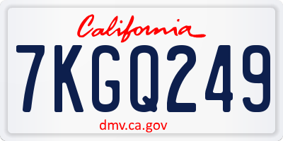 CA license plate 7KGQ249