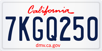 CA license plate 7KGQ250
