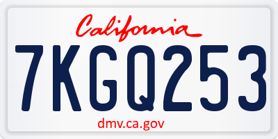 CA license plate 7KGQ253