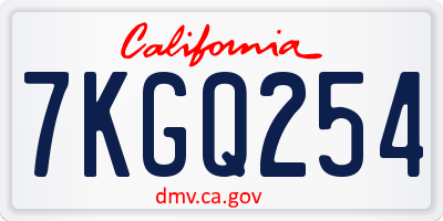 CA license plate 7KGQ254