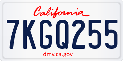 CA license plate 7KGQ255