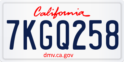 CA license plate 7KGQ258