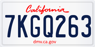 CA license plate 7KGQ263