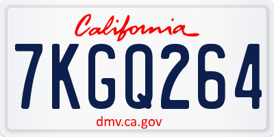 CA license plate 7KGQ264