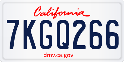 CA license plate 7KGQ266