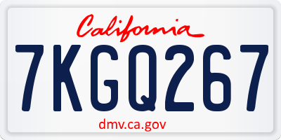 CA license plate 7KGQ267
