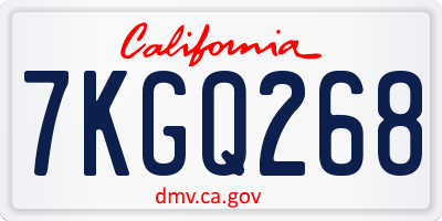 CA license plate 7KGQ268